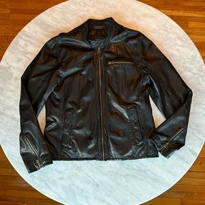 Cole Haan Vintage Lamb Moto Jacket; Retro Motorcycle Coat; Black Medium